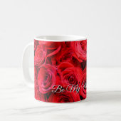 Elegant red roses red flowers red floral koffiemok (Voorkant links)