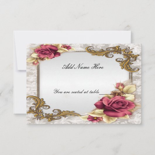 Elegant Red Roses Table Place Card Kaart (Voorkant)