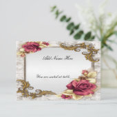 Elegant Red Roses Table Place Card Kaart (Staand voorkant)