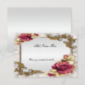 Elegant Red Roses Table Place Card Kaart (Voorkant / Achterkant)