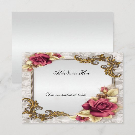Elegant Red Roses Table Place Card Kaart (Voorkant / Achterkant)