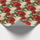 Elegant  Red Roses Tan Cadeaupapier (Hoek)