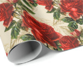 Elegant  Red Roses Tan Cadeaupapier (Rol Hoek)