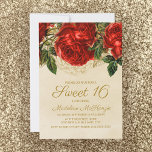 Elegant Red Roses Tan Sweet 16 Birthday Kaart<br><div class="desc">Prachtige,  elegante rode rozen op mijn geiteverjaardag Sweet 16/16-jarige verjaardagsfeest 5"x7" uitnodiging.</div>