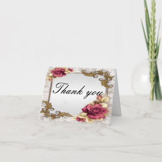 Elegant Red Roses Thank You Card Bedankkaart (Voorkant)