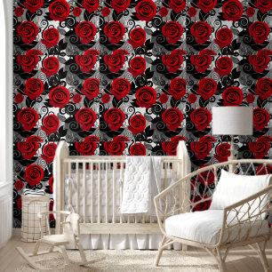 Elegant Red Roses Valentijnsdag Behang met B