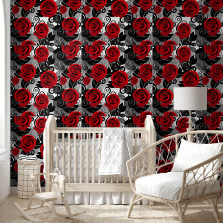 Elegant Red Roses Valentijnsdag Behang met B