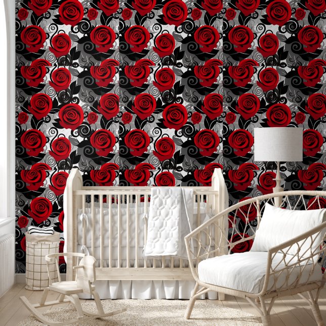 Elegant Red Roses Valentijnsdag Behang met B (Kinderen)