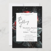 Elegant Red Roses Wedding Invitation Kaart (Voorkant)