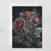 Elegant Red Roses Wedding Invitation Kaart (Achterkant)