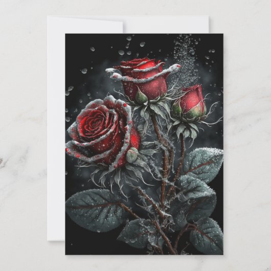 Elegant Red Roses Wedding Invitation Kaart (Achterkant)