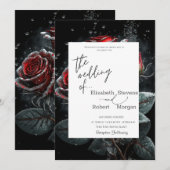 Elegant Red Roses Wedding Invitation Kaart (Voorkant / Achterkant)