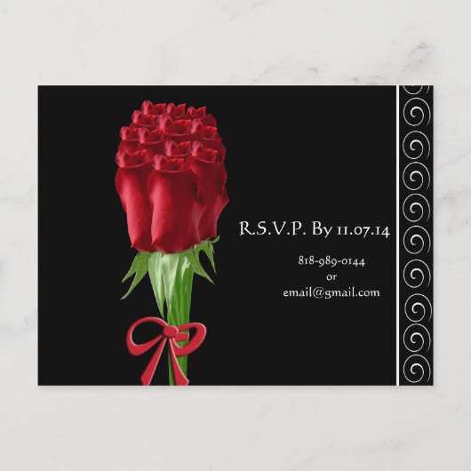 Elegant Red Roses Wedding Invitation Uitnodiging Briefkaart (Achterkant)