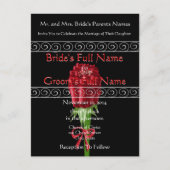 Elegant Red Roses Wedding Invitation Uitnodiging Briefkaart (Voorkant)