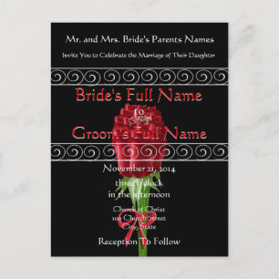 Elegant Red Roses Wedding Invitation Uitnodiging Briefkaart