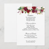 Elegant Red Roses Wedding Reception Uitnodiging (Voorkant / Achterkant)
