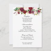 Elegant Red Roses Wedding Reception Uitnodiging (Voorkant)