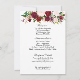 Elegant Red Roses Wedding Reception Uitnodiging