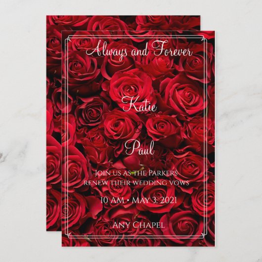 Elegant Red Roses Wedding-uitnodiging Kaart (Voorkant / Achterkant)