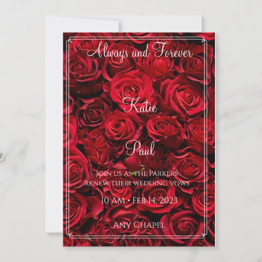 Elegant Red Roses Wedding-uitnodiging Kaart (Voorkant)