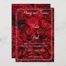Elegant Red Roses Wedding-uitnodiging