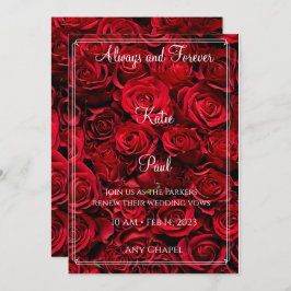 Elegant Red Roses Wedding-uitnodiging Kaart