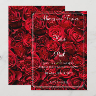 Elegant Red Roses Wedding-uitnodiging Kaart