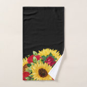 Elegant Red Roses Yellow Sunflower Black Bad Handdoek (Handdoek)