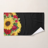 Elegant Red Roses Yellow Sunflower Black Bad Handdoek (Handdoek)