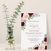 Elegant Red & Roze Floral met Roos Gold Wedding Folie Uitnodiging