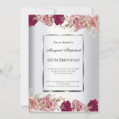 Elegant Red Roze Roses Birthday Uitnodiging (Voorkant)