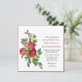 Elegant Red Roze Roses Greenery Christelijk Weddin Kaart (Staand voorkant)