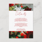 Elegant red rozen bloemen floral Wedding Details Informatiekaartje (Voorkant)