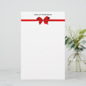Elegant Red Satin Bow op White Briefpapier (Staand voorkant)