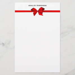 Elegant Red Satin Bow op White Briefpapier