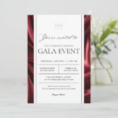 Elegant Red Satin Gala Fondsenwerving Event Party Kaart (Staand voorkant)