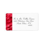 Elegant Red Satin Metallic Script Name Address Etiket (Voorkant)
