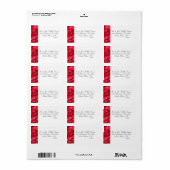 Elegant Red Satin Metallic Script Name Address Etiket (Full Sheet)