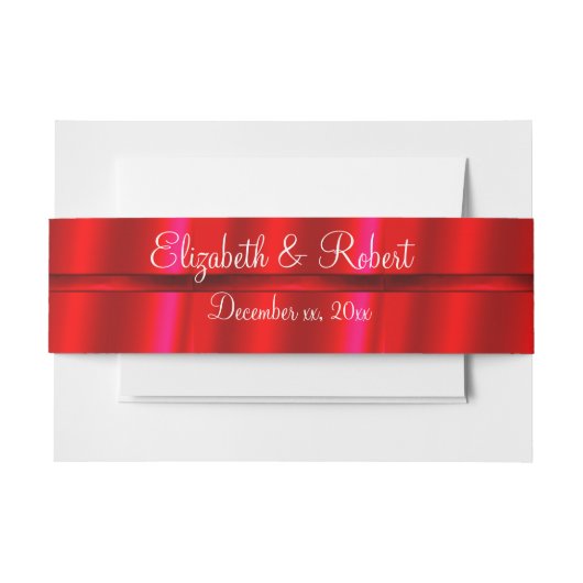 Elegant Red Satin Ribbon Aangepast lint Uitnodigingen Wikkel (Voorkant Voorbeeld)