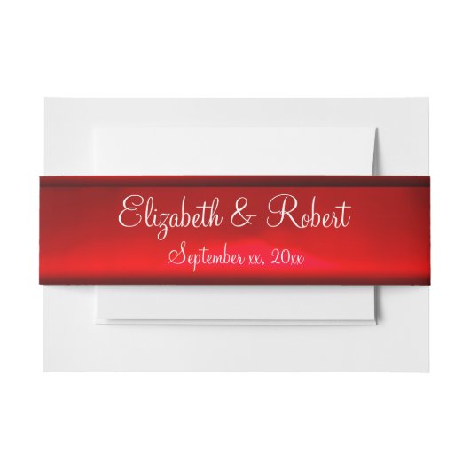 Elegant Red Satin Ribbon Aangepast lint Uitnodigingen Wikkel (Voorkant Voorbeeld)