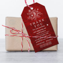 Elegant Red Scratch bloemendank u voor Gift Label