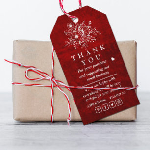 Elegant Red Scratch bloemendank u voor Gift Label Cadeaulabel