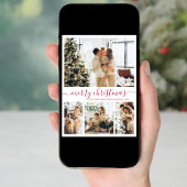 Elegant Red Script 4 Fotocollage kerstmis Feestdagenkaart