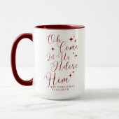 Elegant Red Script Classic Carol Vrolijk Kerstfees Mok (Links)