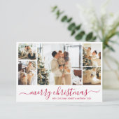 Elegant Red Script Collage Kerstfeestdag Kaart (Staand voorkant)