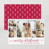 Elegant Red Script Collage Kerstfeestdag Kaart (Voorkant / Achterkant)