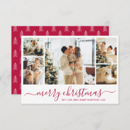 Elegant Red Script Collage Kerstfeestdag Kaart