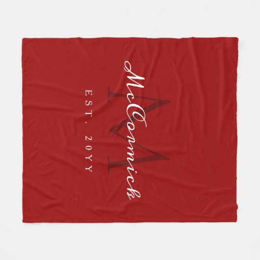 Elegant Red Script Family Kerstmis op maat Fleece Deken (Voorkant (Horizontaal))