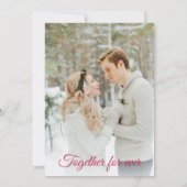 Elegant red script foto Kerstwinter bruiloft Kaart (Achterkant)