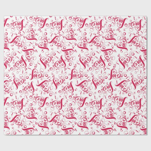 Elegant Red Script Love Holiday Cadeaupapier (Vlak)